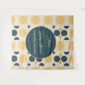 Boho gepersonaliseerde zon maan sterren blauw geel wandkleed (Voorkant (horizontaal))