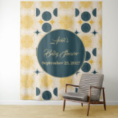 Boho gepersonaliseerde zon maan sterren blauw geel wandkleed (In situ)