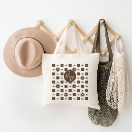 Boho-geruit patroon grote tote bag