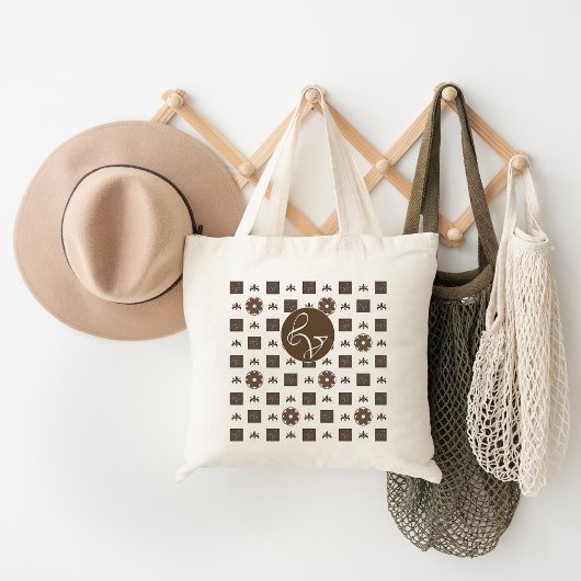 Boho-geruit patroon grote tote bag