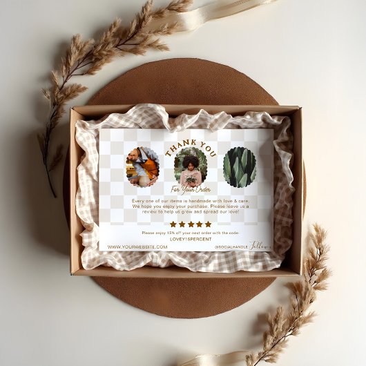 Boho geruite patroon bestelling bedankt fotokaart