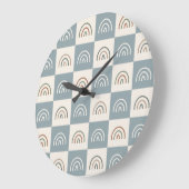 Boho Geruite Regenboog Minimalistisch Patroon Grote Klok (Hoek)