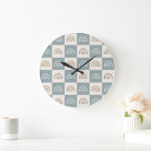 Boho Geruite Regenboog Minimalistisch Patroon Grote Klok (Huis)