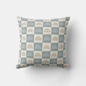 Boho Geruite Regenboog Minimalistisch Patroon Kussen (Achterkant)