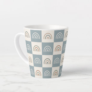 Boho Geruite Regenboog Minimalistisch Patroon Latte Mok