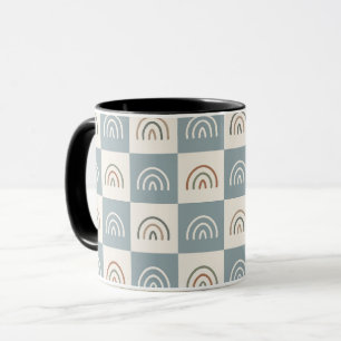 Boho Geruite Regenboog Minimalistisch Patroon Mok