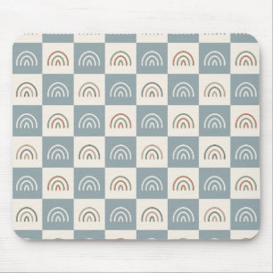 Boho Geruite Regenboog Minimalistisch Patroon Muismat