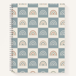 Boho geruite regenboog minimalistisch patroon notitieboek