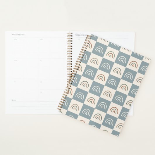 Boho Geruite Regenboog Minimalistisch Patroon Planner (Display)
