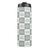 Boho Geruite Regenboog Minimalistisch Patroon Thermosbeker (Voorkant)