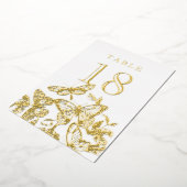 Boho Geschetterde Vlinders Gouden Tafel Nummers Folie Uitnodiging (Gedraaid)