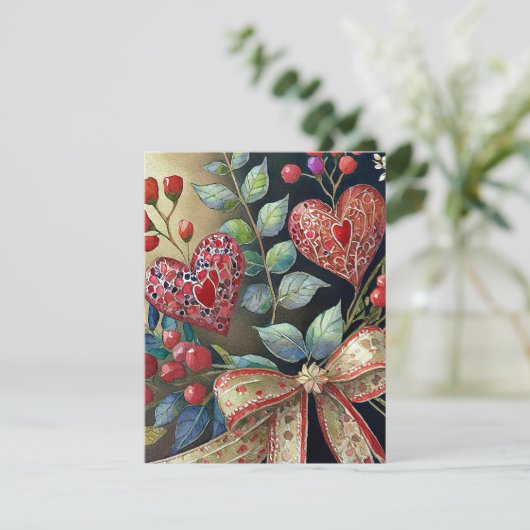 Boho geschilderde harten valentijn feestdagenkaart (Staand voorkant)