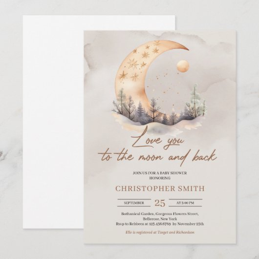 Boho geslacht neutraal koper salie maan en terug kaart (Voorkant / Achterkant)