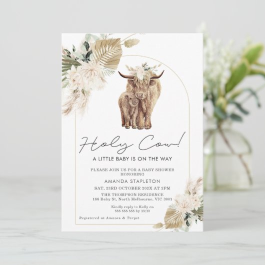Boho Geslacht Neutrale Koe Calf Baby shower Kaart (Staand voorkant)