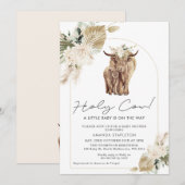 Boho Geslacht Neutrale Koe Calf Baby shower Kaart (Voorkant / Achterkant)