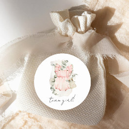 Boho Geslacht Reveal Team Meisje Baby Shower Ronde Sticker