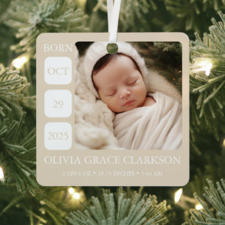 Boho geslachtsneutrale baby geboorte statistieken  metalen ornament