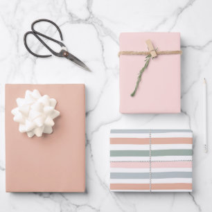 Boho gestreepte verjaardagsmeisje baby shower roze inpakpapier vel