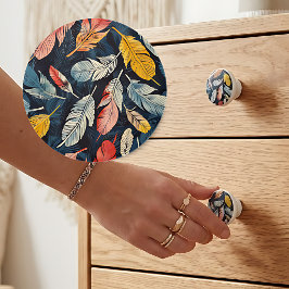 Boho Gevederde Whimsy Keramische Knop