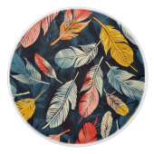 Boho Gevederde Whimsy Keramische Knop (Voorkant)