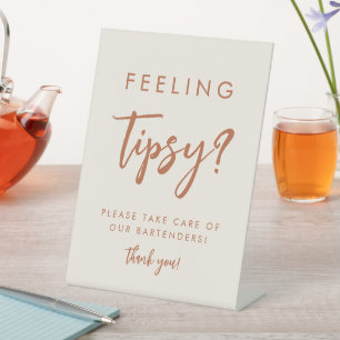 Boho Gevoel Tipsy Bruiloft Barman Tips Bord Reclamebord Met Voetstuk