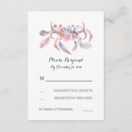 Boho gewei bruiloft RSVP Kaartje