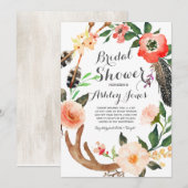 Boho gewei vetplanten Bruids Douche Uitnodiging (Voorkant / Achterkant)