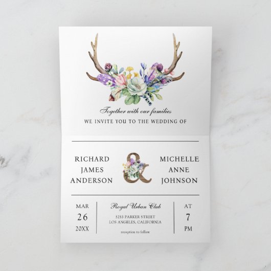 Boho Geweien Bloemen Bloem QR Code Bruiloft (Binnen)