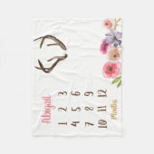 Boho Geweih Baby Mijlpaal Maandelijkse Baby Dekent Fleece Deken (Voorkant)