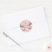 Boho Geweih mit Roze Pioenrozen Ronde Sticker (Envelop)