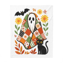 Boho Ghost and Black Cat Cottagecore Halloween
