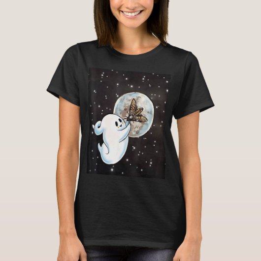 Boho Ghost Witchy Luna Moth Retro Moon Wiccan Hall T-shirt (Voorkant)