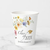 Boho Gilded Wildflower Boeket Klasse van Afstudere Papieren Bekers (Voorkant)