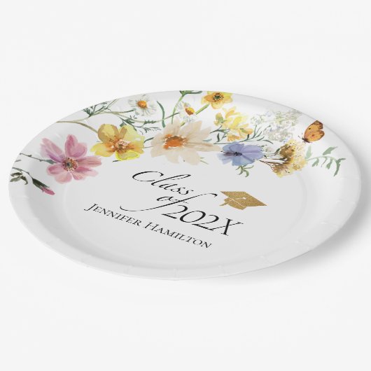 Boho Gilded Wildflower Boeket Klasse van Afstudere Papieren Bordje (Gekanteld)