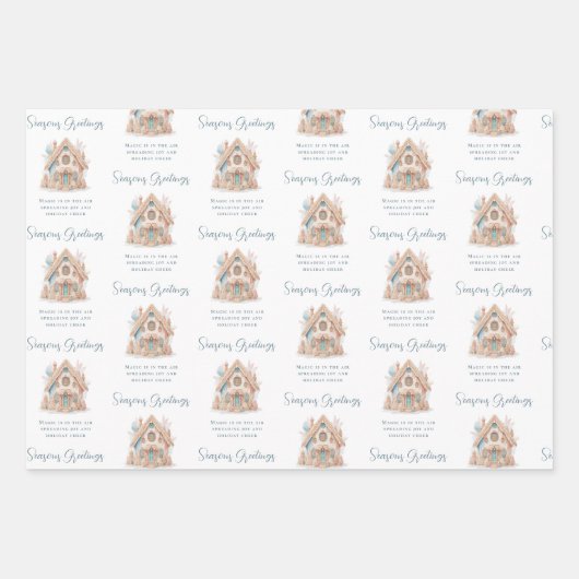 Boho Gingerbread House Citaten Naam Kerstmis Inpakpapier Vel (Voorkant 3)