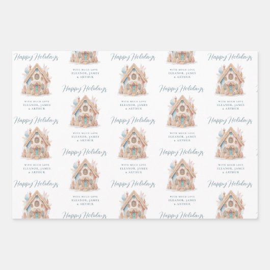 Boho Gingerbread House Citaten Naam Kerstmis Inpakpapier Vel (Voorkant 2)