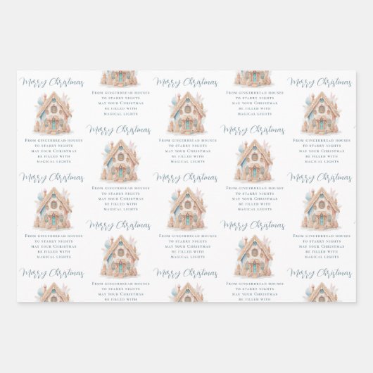 Boho Gingerbread House Citaten Naam Kerstmis Inpakpapier Vel (Voorkant)