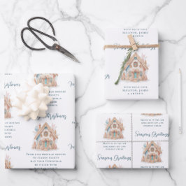 Boho Gingerbread House Citaten Naam Kerstmis Inpakpapier Vel