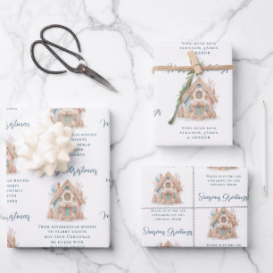 Boho Gingerbread House Citaten Naam Kerstmis Inpakpapier Vel