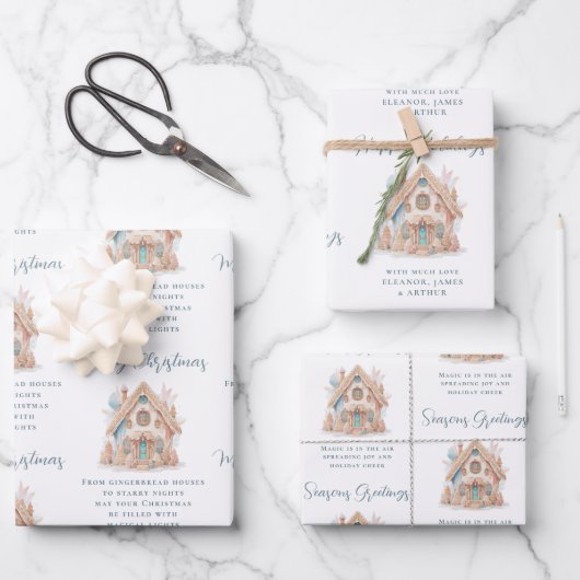 Boho Gingerbread House Citaten Naam Kerstmis Inpakpapier Vel (Voorkant)