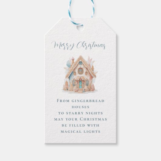 Boho Gingerbread House Magische Quote Kerstmis Cadeaulabel (Voorkant)