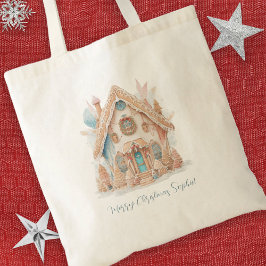 Boho Gingerbread Huis Naam Vrolijk Kerstfeest Tote Bag