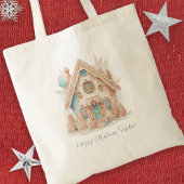 Boho Gingerbread Huis Naam Vrolijk Kerstfeest Tote Bag