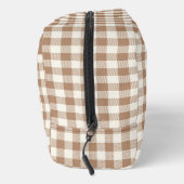 Boho Gingham Patroon Geruit Bruin Naam Toilettasje (Rechts)