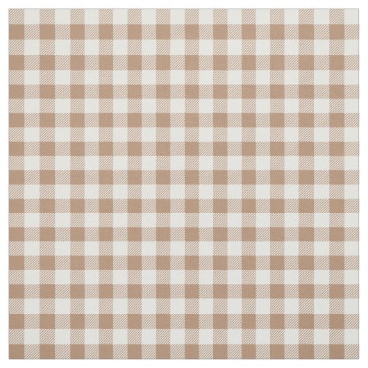 Boho Gingham Patroon Geruit Geblokt Taan Bruin Stof (Swatch)