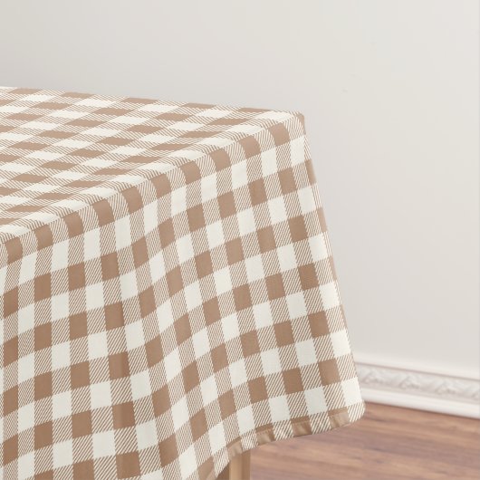Boho Gingham Patroon Geruit Geblokt Taan Bruin Tafelkleed (Voorbeeld)