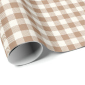 Boho Gingham Patroon Geruit Geblokt Tan Bruin Cadeaupapier (Rol Hoek)
