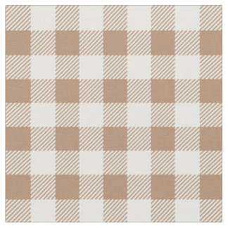 Boho Gingham Patroon Geruit Geblokt Taneel Bruin Stof