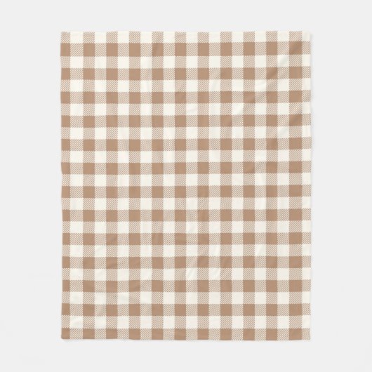 Boho Gingham Patroon Geruit Geblokt Tannig Bruin Fleece Deken (Voorkant)