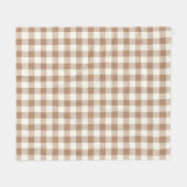 Boho Gingham Patroon Geruit Geblokt Tannig Bruin Fleece Deken (Voorkant (Horizontaal))